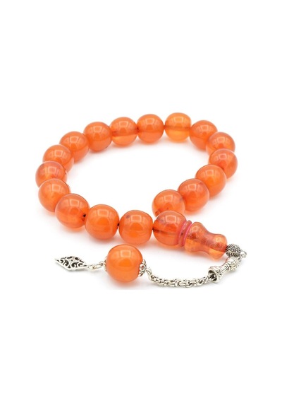 Murty99 Fıçı Kesim Hareli Turuncu Sıkma Kehribar Efe Maskot Tesbih