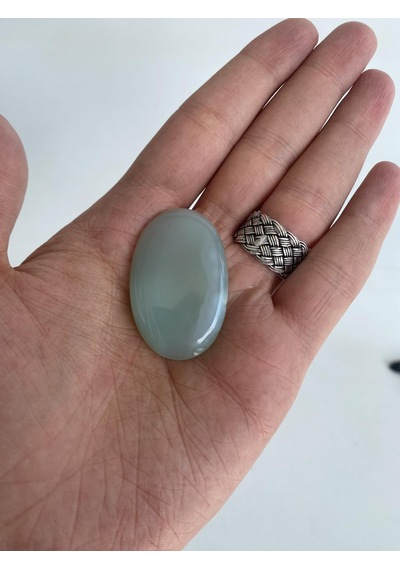 Kabaşon Kesim Doğal Aqua Kalsedon Taşı 65 Karat Çok Renkli
