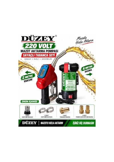 220 Volt Mazot Aktarma Pompası & Sayaçlı Tabanca Seti Litre Ölçm