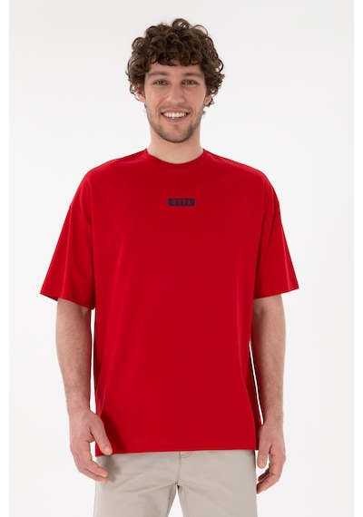 U.S. Polo Assn. Erkek Oversize Fit Bisiklet Yaka Kırmızı Tişört 50305923-VR030
