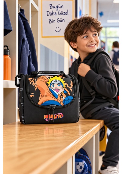 Naruto Termoslu Beslenme Çantası Çocuk Okul Yemek Çantası Günlük Kullanım 24x22x10 Cm Çok Renkli