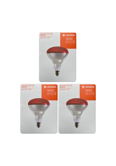 3 Adet Osram Ledvance 150w Kırmızı Işık İnfrared Isıtıcılı Lamba E27 Duylu Kalın Duy