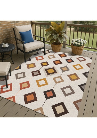 Turkıshrug Kıngdom Çok Renkli Şönil Halı El Halısı Görünümlü Saçaklı Modern Kilim