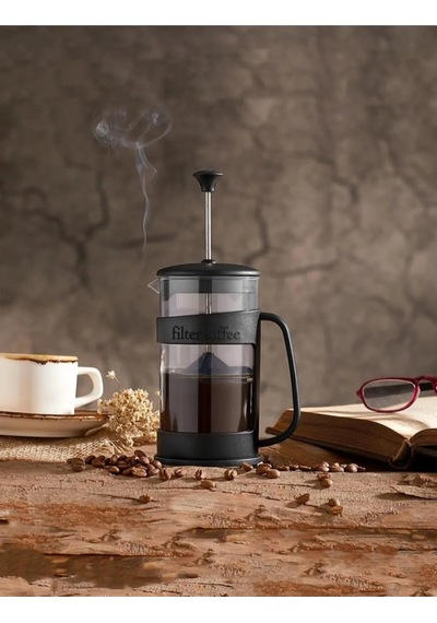 French Press Ateşe Dayanıklı Bitki Demliği Siyah