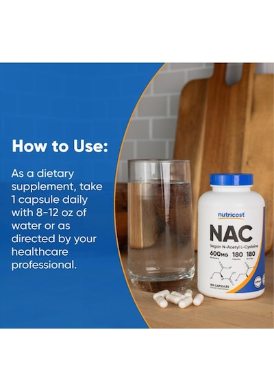 Nutricost N-acetyl L-cysteine N.a.c 600mg, 180 Capsules.abd...