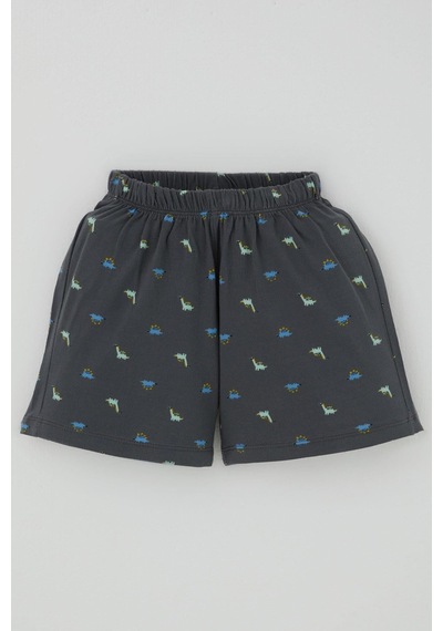Breeze Erkek Bebek Şortlu Pijama Takım Renkli Dinozor Desenli 9 Ay-3 Yaş, Antrasit