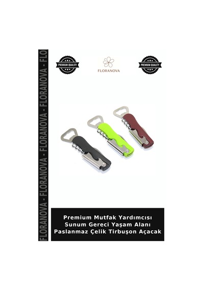 Premium Mutfak Yardımcısı Sunum Gereci Yaşam Alanı Paslanmaz Çelik Tirbuşon Açacak Çok Renkli