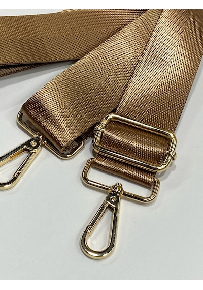 Karan Tuhafiye Çanta Sapı / Polyester Gold Detaylı Çanta Sapı - Sütlü Kahve Sütlü Kahve Açık Kahverengi