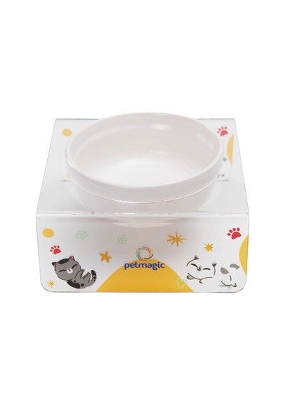 Petmagic Akrilik Beyaz Seramik Tekli Evcil Hayvan Kedi Ve Mini Irk Köpek Mama Kabı-yuvarlanankedi
