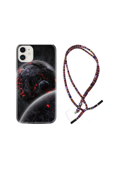 Apple Uyumlu iPhone 12 Mini Kılıf Rasta Boyun Askılı Kara Dünya 1902