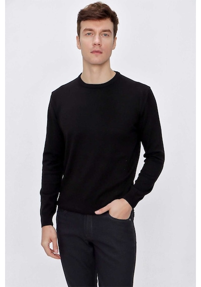 Morven Basic Dinamik Fit Rahat Kesim Bisiklet Yaka Triko Kazak İndigo