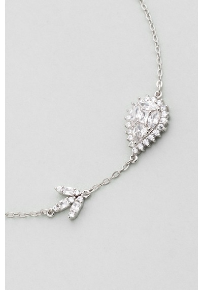 Zambak Işıltısı 18 Ayar Beyaz Altın Kaplama 19 Cm Gümüş Bileklik Rodyum