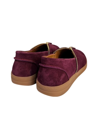 Tufan Shoes Mürdüm Hakiki Süet Deri Fermuar Detay Comfort Günlük Ayakkabı Mürdüm