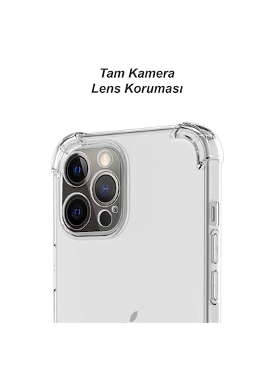 Apple Uyumlu  iPhone 11 Pro Max Kamera Korumalı Airbag Şeffaf Antishock Köşe Korumalı Antishock Silikon Kılıf