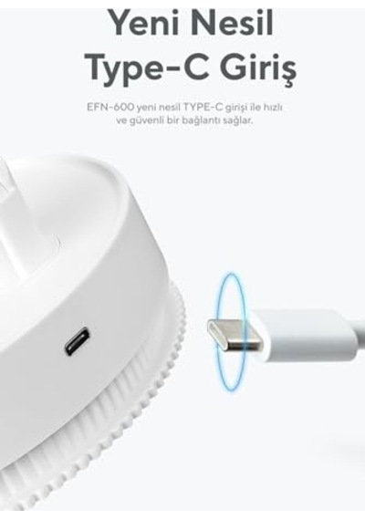 Efn-600 Masaüstü Taşınabilir Şarjlı Beyaz 2000mah Usb Fan