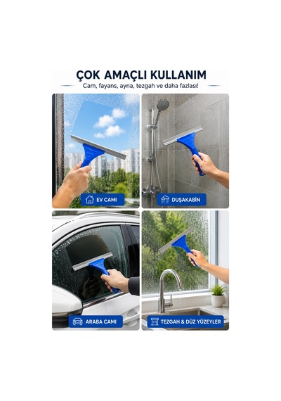 Çekpas, Camsil, Çekçek, Tezgah Üstü Çekpası, Banyo Cam Silme, Yumuşak Silikonlu Camsil 24cm 1 Adet