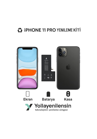 Apple Uyumlu iPhone 11 Pro Kiti Ekran + Batarya + Arka Kasa e Eş Değer Kalite Parçalar