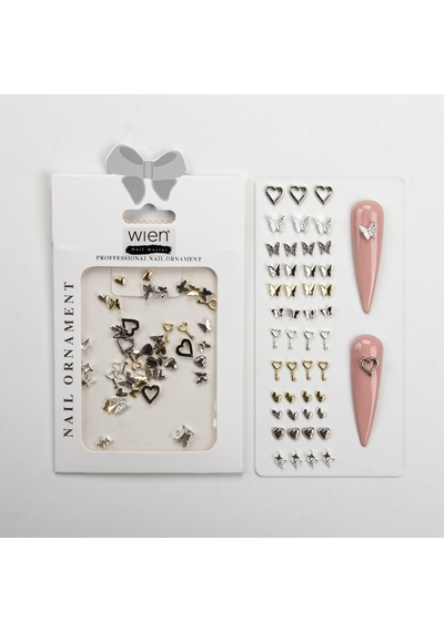 48li Kalp Dizayn Metal Tırnak Süsleme Charm Nail Art Charm Taşları Wn-521