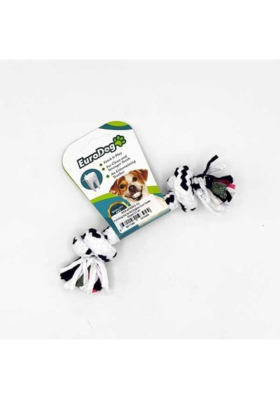 Eurodog - 467 - Diş İpi İki Düğüm İnce Siyah Beyaz - Edntrend - 15 Cm