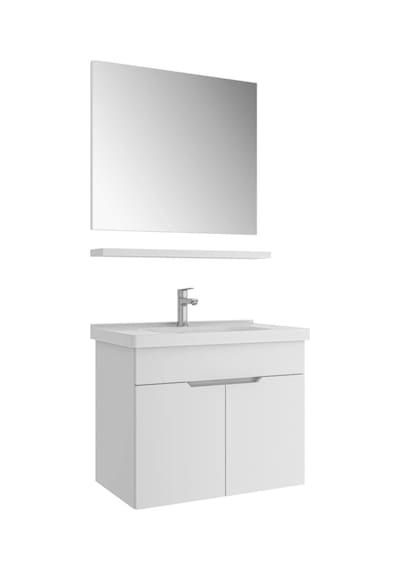 Kale Stora 80 Cm Parlak Beyaz Banyo Dolabı Takımı