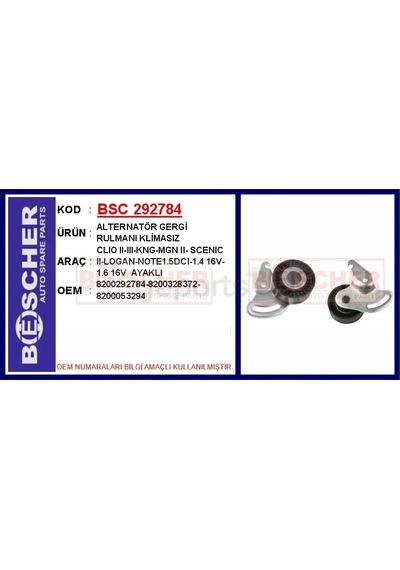 Alternatör Gergi Rulmani Klimasız Clio 2 - 3 - Kangoo - Megane 2 - Scenic 2 - Logan - Note1.5dcı-1.4 16v-1.6 16
