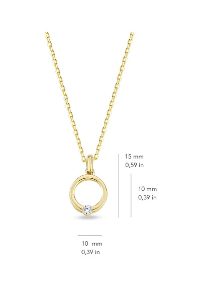 Goldkupe 14 Ayar Altın Yuvarlak Tek Taşlı Kolye 1.76 Gr-5488