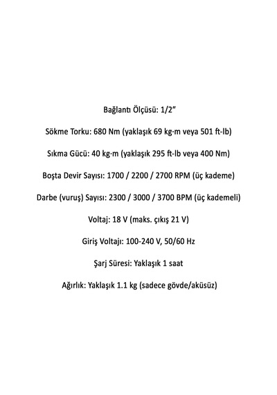 Tr Şarjlı Çift Akülü Darbeli Somun Sıkma 1/2 Sökme Tabanca 1180 Nm Tork Teker Bijon Söküm 18 Volt