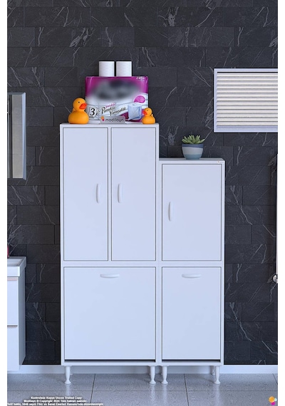 Ohbe 55 + 35cm Genişlik 160cm Boy 32,5cm Derinlik Kirli Sepetli 3 Kapaklı Çok Amaçlı Banyo Dolabı Beyaz Ohbe 55 + 35cm Genişlik 160cm Boy 32,5cm Derinlik Kirli Sepetli 3 Kapaklı Çok Amaçlı Banyo Dolabı Beyaz