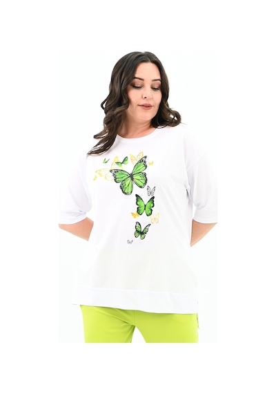 Kadın Büyük Beden Kelebek Baskı Detaylı T-shirt Takım 8114-25 001