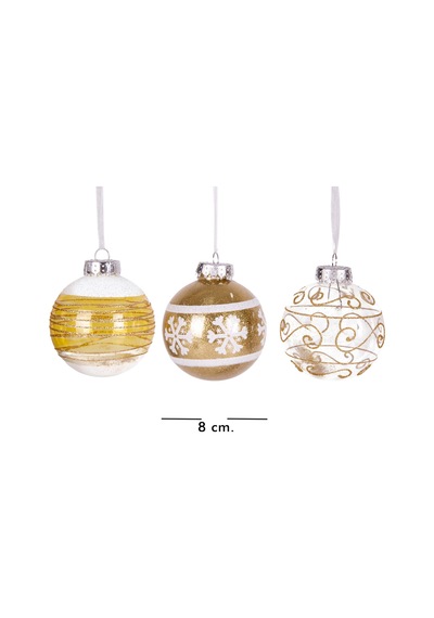 Yılbaşı Ağaç Süsü Yılbaşı Topu 9'lu Set Gold 8 Cm.