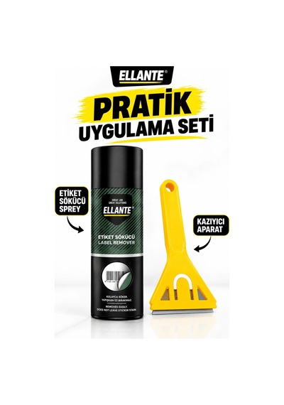 Etiket Sökücü Sprey + Sarı Kazıyıcı Aparat 2 Li Set Yapışkan Ve Etiket Kalıntısı Temizleme Seti