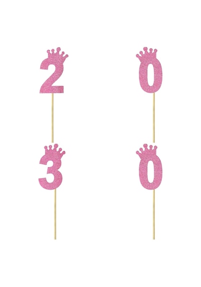 Eva Simli Rakam Pasta Süsü. 19cm x 7.5cm - 1 Adet Pembe 0