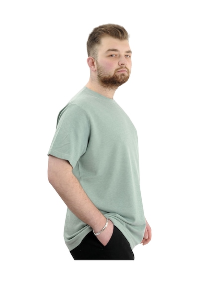 Mode Xl Büyük Beden Erkek T-shirt Bisiklet Yaka Waffle 20033 Çağla Çağla Yeşili