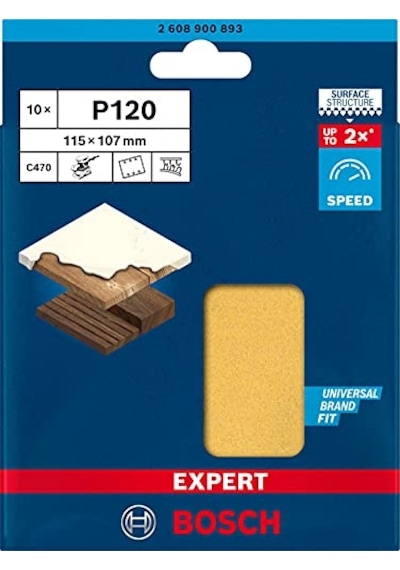 Professional 10x Expert C470 Zımpara Kağıtları 6 Delikli Boyalı Ahşap, Sert Ahşap, 115x107 Mm, Kum Kalınlığı
