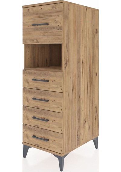 Kronos Dolap Tek Raflı 5 Çekmeceli 44x59x134 Çam-çam Atlas Çam