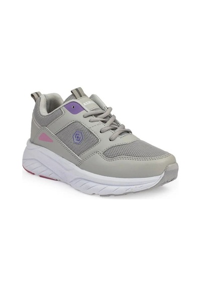 Queen Step 2105-26 Cilt Deri Anatomik Kadın Sneaker Gri Mor Beyaz Gri