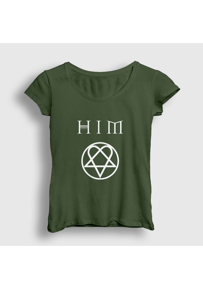 Presmono Kadın Logo Him T-shirt Haki