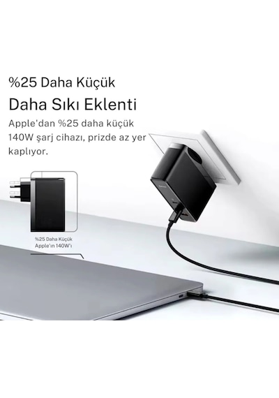 140w Şarj Adaptör Telefon Macbook Uyumlu  Laptop Destekli 3 Type-c + 1 Usb 140w Gan Turbo Hızlı Şarj