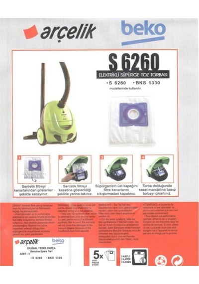 S 6260 Süpürge Modeli 5 Adet Toz Torbası S 6260