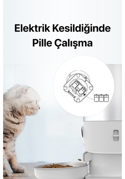 Akıllı Kedi Besleme Set Kamera Sesli Çelik Hazne Kedi Mama Kabı, Kablosuz Otomatik Su Pınarı Şarjlı