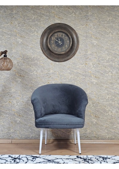 Zafir Tekli Teddy Beyaz Boyalı Sivriltme Ayak Çay Seti Koltuk Tekli Berjer , Balkon, Salon, Ofis Füme