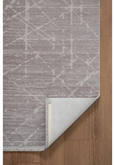 Jade Jd008g Gri Halı Modern Geometrik Desenli Triko Akrilik Pamuk Tabanlı Kaymaz Salon Halısı-774 Gri