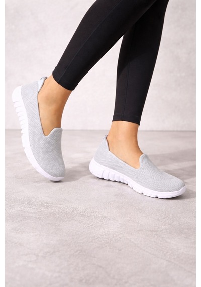 Craft Moda Kadın Ortopedik Hafif Taban Günlük Yürüyüş Ayakkabısı Esnek Rahat Sneaker Açık Gri