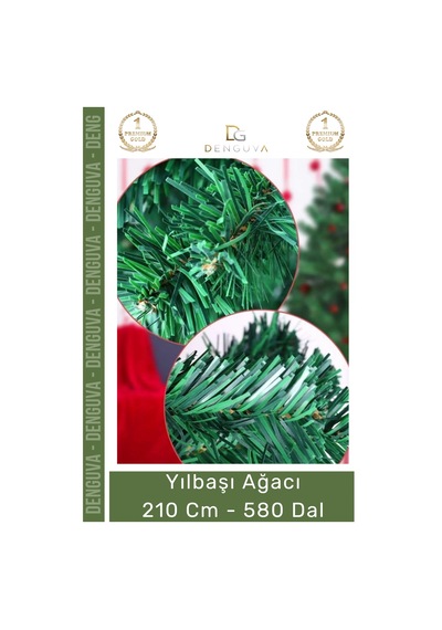 Premium Kutu Süsleme Seti Yılbaşı Çam Ağacı Renkli Işığı Yeni Yıl Süsleri Noel Paketi 210 Cm 580 Dal