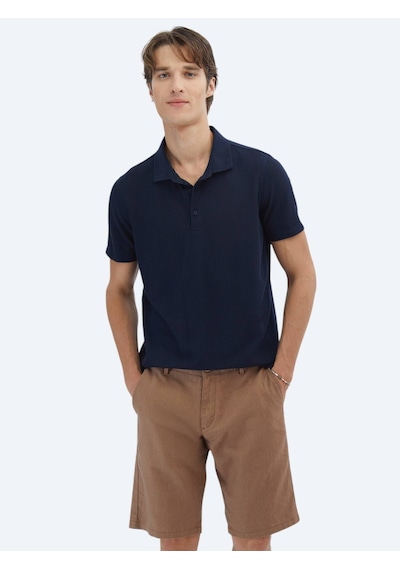 Lacivert Desenli Polo Yaka T-shirt Lacivert
