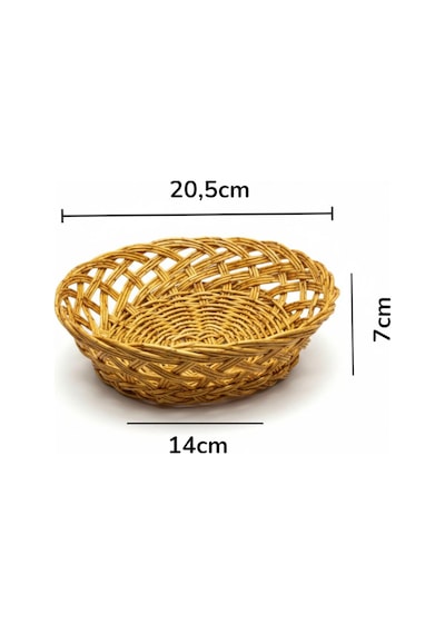 Plastik Rattan Ekmeklik, Meyvelik, Ekmek Sepeti 20cm Krem