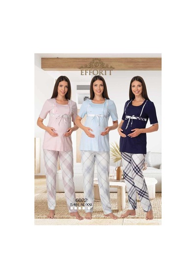 Effortt Pinnak Mavi Lohusa Pijama Takımı Mavi