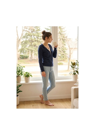 U&me Kapüşonlu Dar Kesim Boydan Fermuarlı Crop Slim Fit Ribana Kadın Sweatshirt Koyu Lacivert Çok Renkli U&me Kapüşonlu Dar Kesim Boydan Fermuarlı Crop Slim Fit Ribana Kadın Sweatshirt Koyu Lacivert Çok Renkli