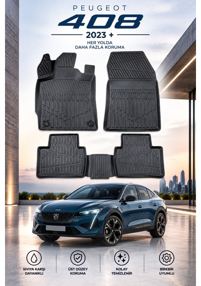 Peugeot 408 2023+ Aracınıza Özel Üretim Havuzlu Paspas Takımı A+ -mod-