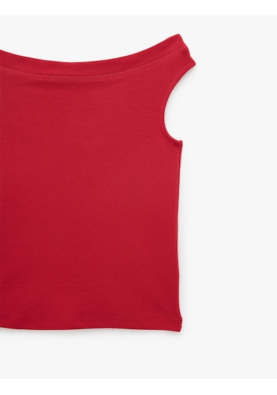 Koton Asimetrik Yaka Slim Fit Pamuklu Kolsuz Bluz Kırmızı 6sal30278ık